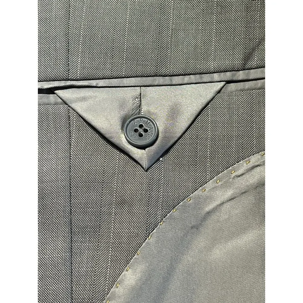 New Giorgio Armani 40R Silver Dove Gray Micro Herringbone Designer Blazer Italy